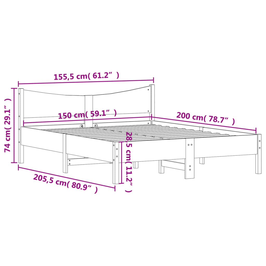 Bedframe zonder matras massief grenenhout wit 150x200 cm is nu te koop bij PeponiXL, paradijselijk wonen!