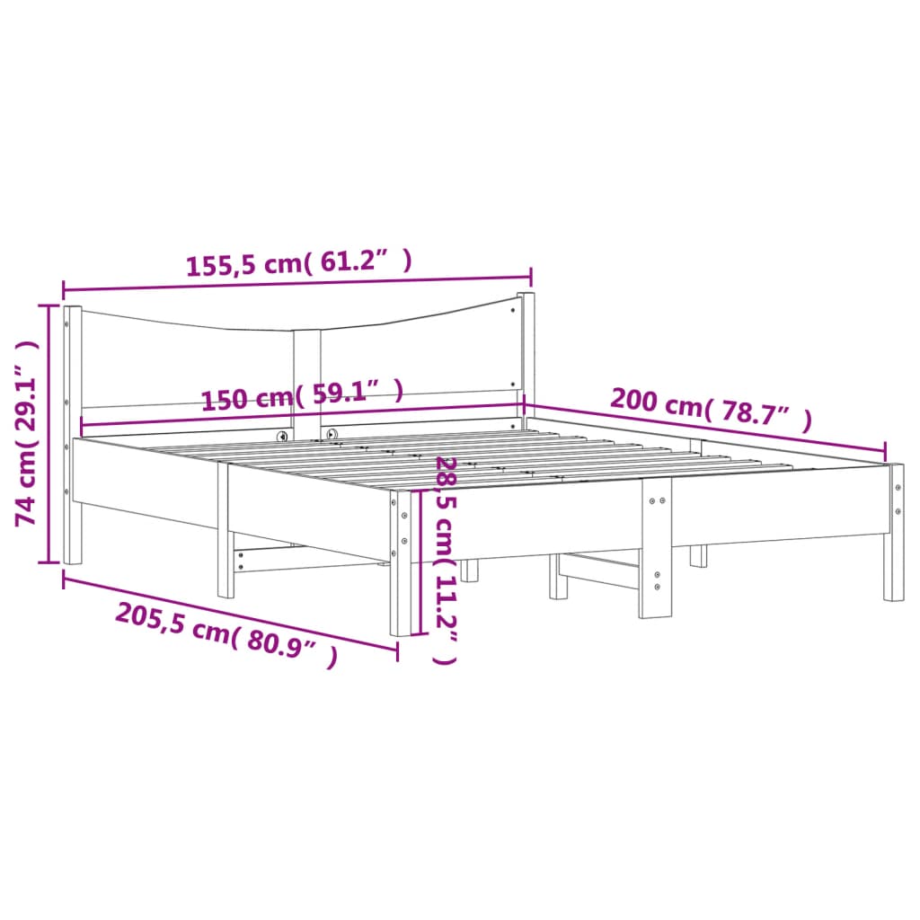 Bedframe zonder matras massief grenenhout wasbruin 150x200 cm is nu te koop bij PeponiXL, paradijselijk wonen!