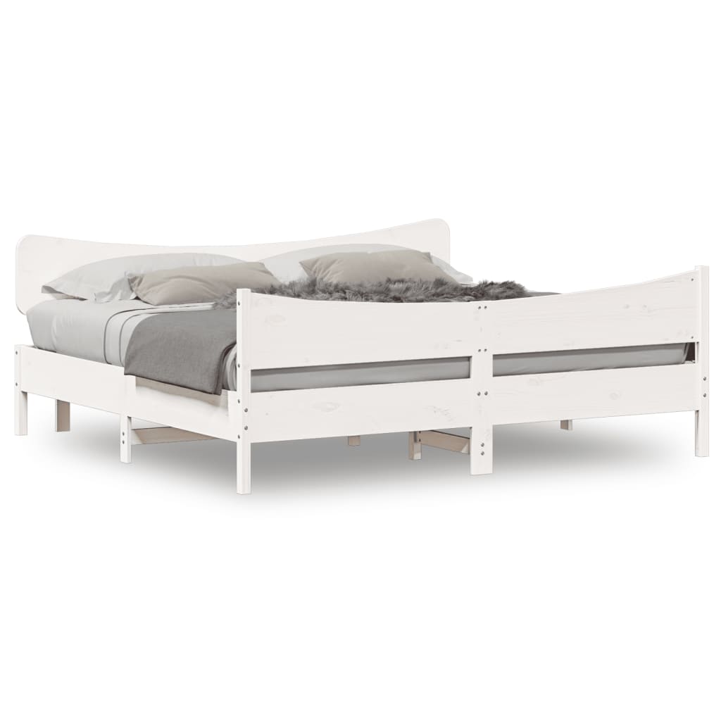 Bedframe zonder matras massief grenenhout wit 200x200 cm is nu te koop bij PeponiXL, paradijselijk wonen!