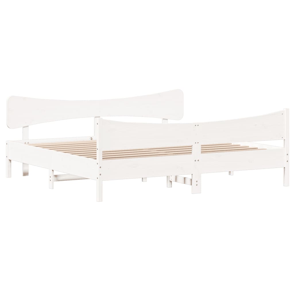 Bedframe zonder matras massief grenenhout wit 200x200 cm is nu te koop bij PeponiXL, paradijselijk wonen!