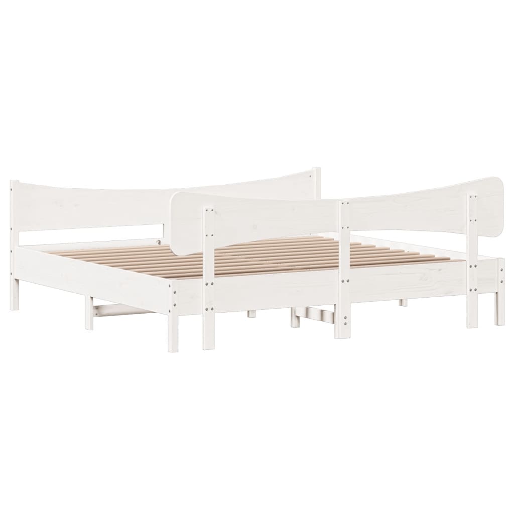Bedframe zonder matras massief grenenhout wit 200x200 cm is nu te koop bij PeponiXL, paradijselijk wonen!
