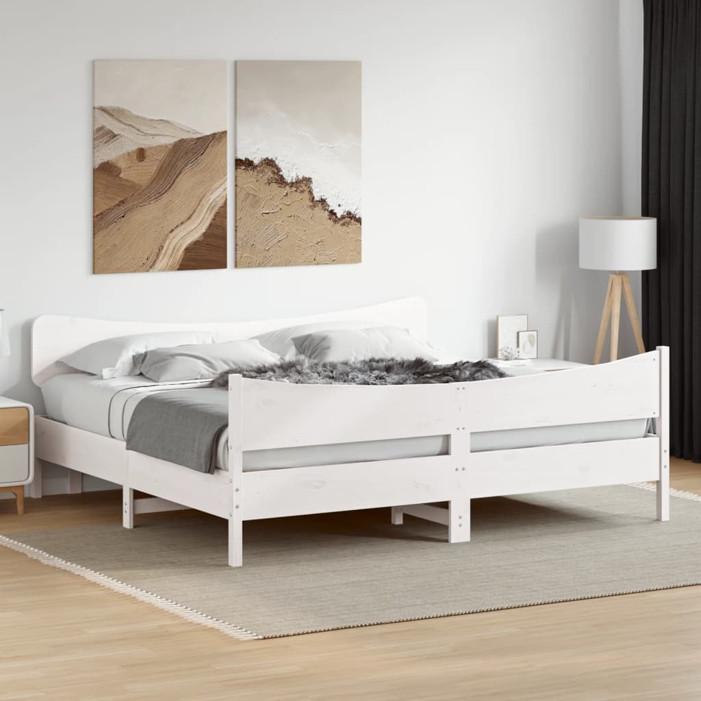 Bedframe zonder matras massief grenenhout wit 200x200 cm is nu te koop bij PeponiXL, paradijselijk wonen!