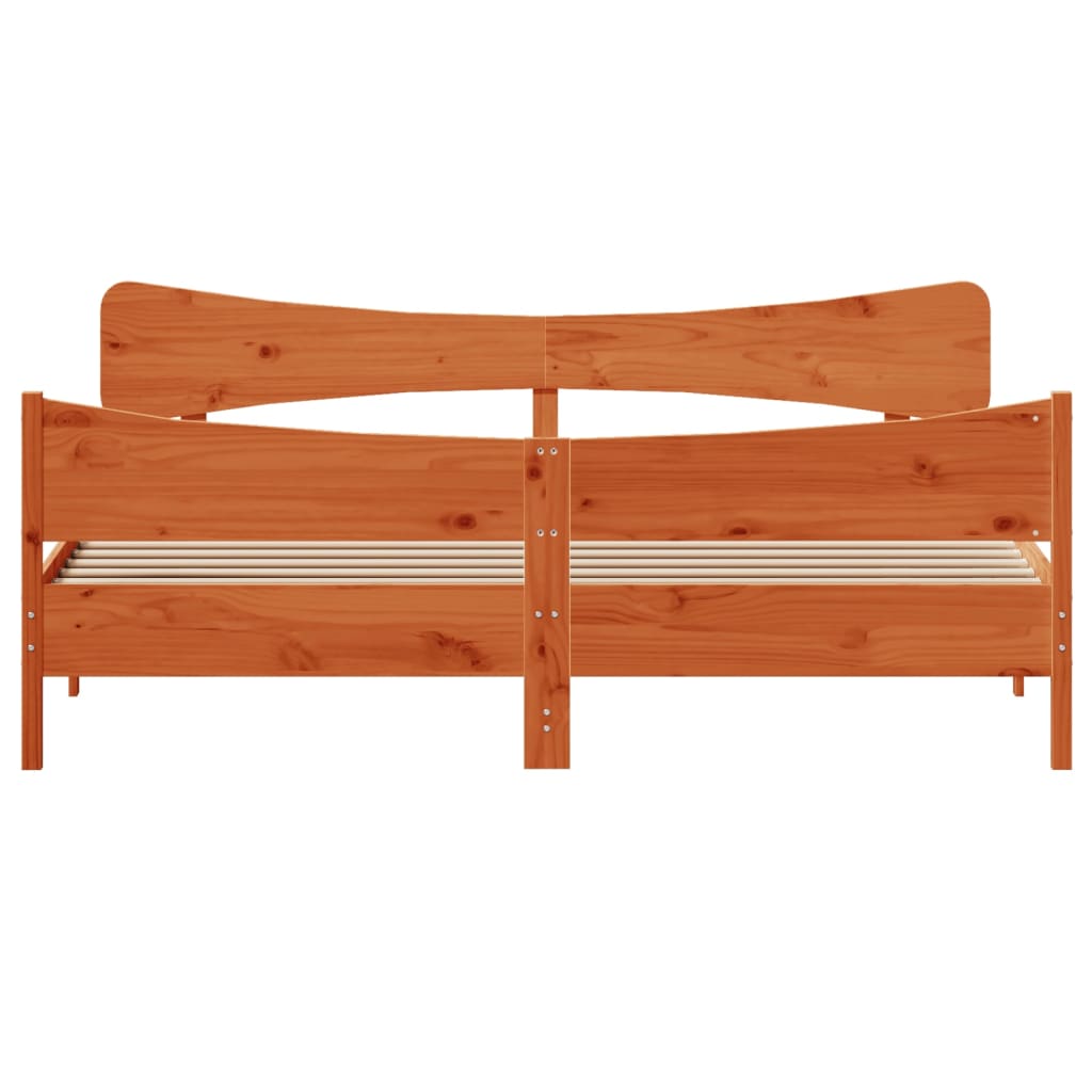 Bedframe zonder matras massief grenenhout wasbruin 200x200 cm is nu te koop bij PeponiXL, paradijselijk wonen!