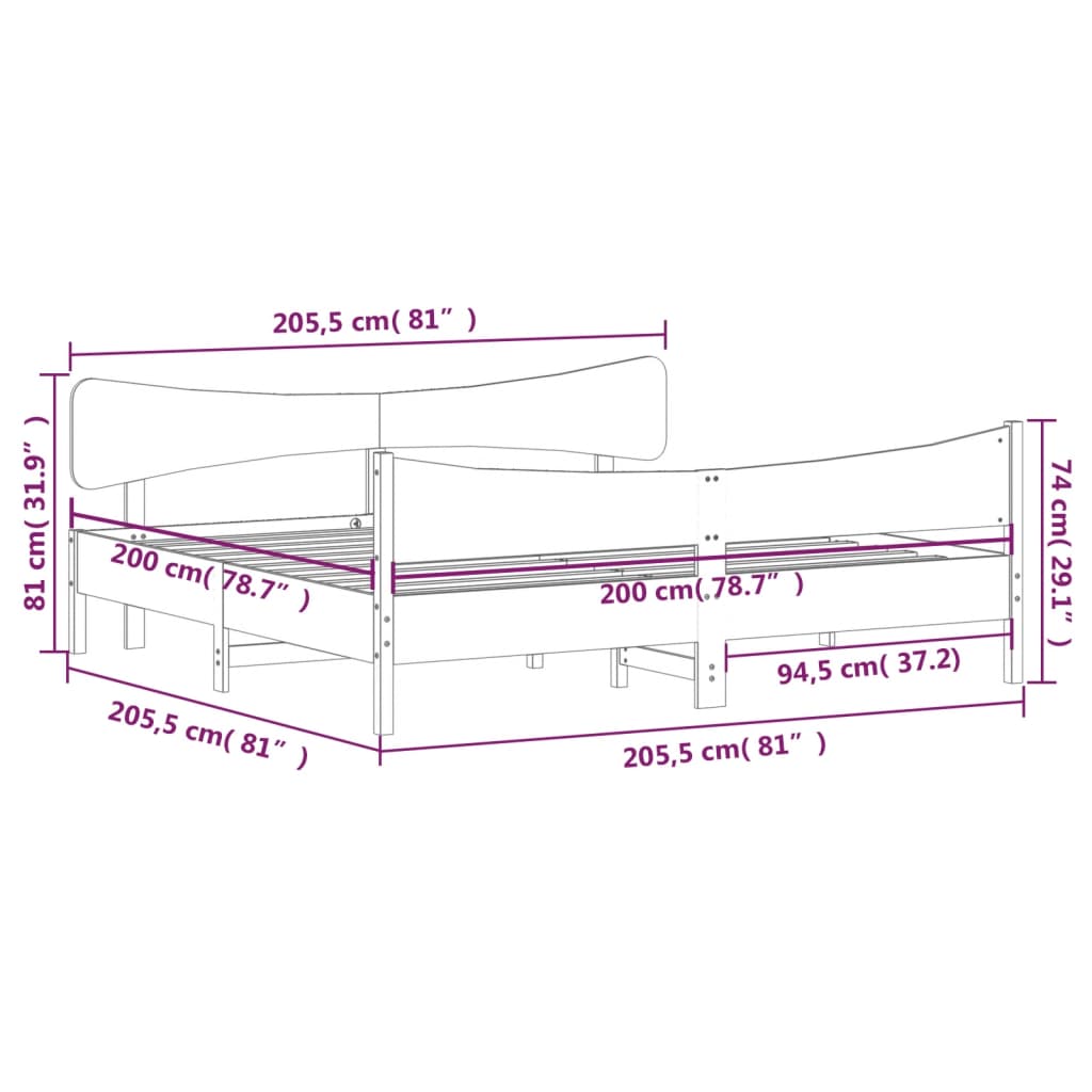 Bedframe zonder matras massief grenenhout wasbruin 200x200 cm is nu te koop bij PeponiXL, paradijselijk wonen!