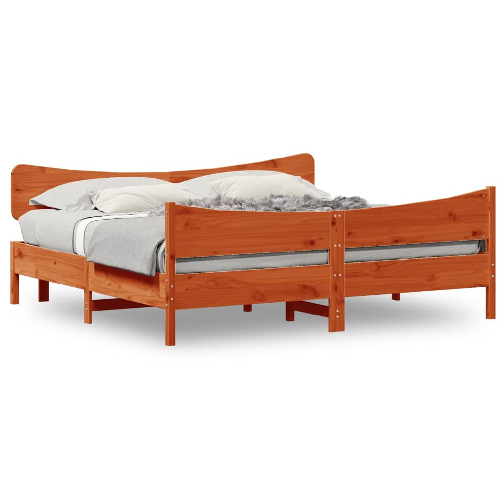 Bedframe zonder matras massief grenenhout wasbruin 180x200 cm is nu te koop bij PeponiXL, paradijselijk wonen!