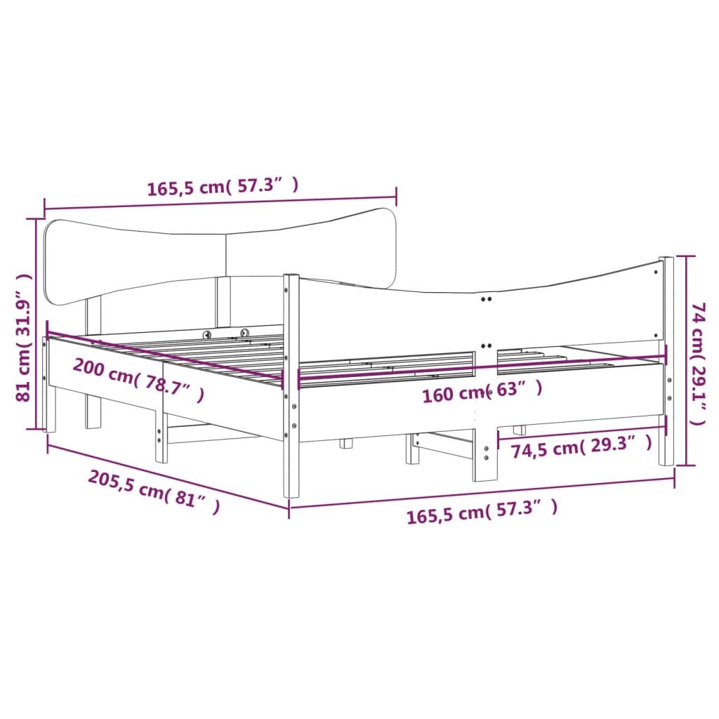 Bedframe zonder matras massief grenenhout wit 160x200 cm is nu te koop bij PeponiXL, paradijselijk wonen!
