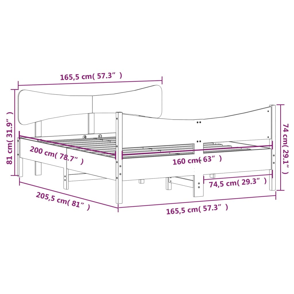 Bedframe zonder matras massief grenenhout wasbruin 160x200 cm is nu te koop bij PeponiXL, paradijselijk wonen!