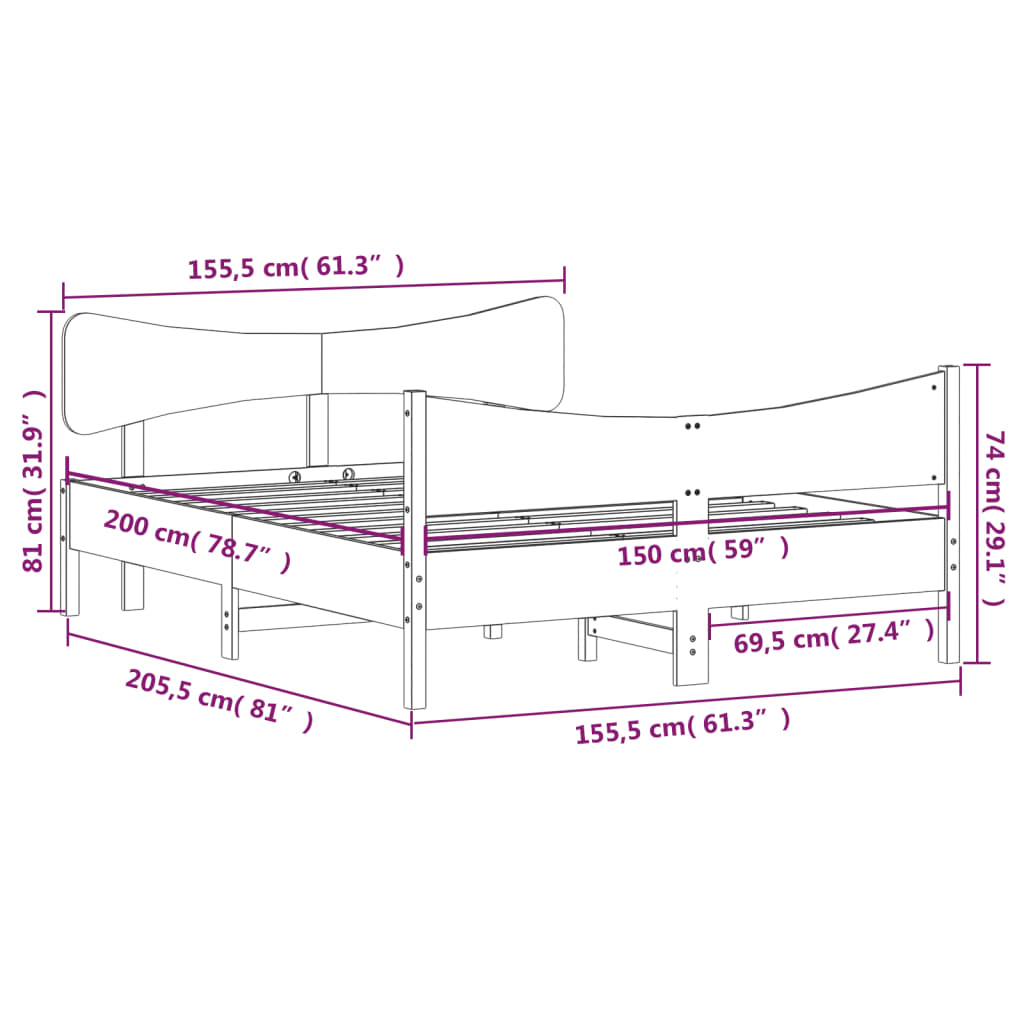 Bedframe zonder matras massief grenenhout wit 150x200 cm is nu te koop bij PeponiXL, paradijselijk wonen!