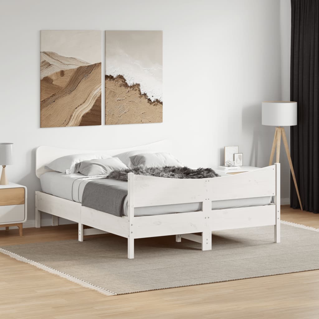 Bedframe zonder matras massief grenenhout wit 150x200 cm is nu te koop bij PeponiXL, paradijselijk wonen!