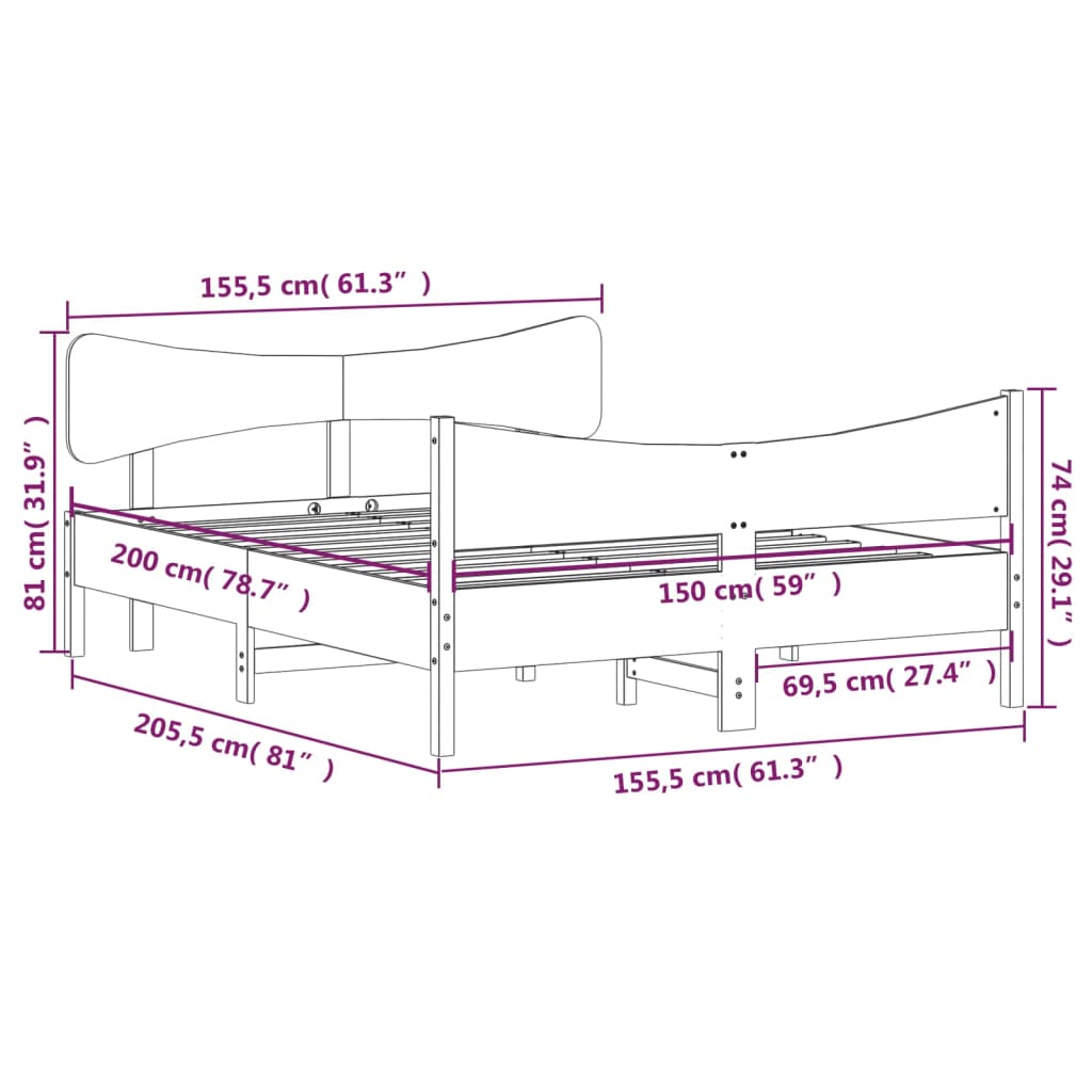 Bedframe zonder matras massief grenenhout wasbruin 150x200 cm is nu te koop bij PeponiXL, paradijselijk wonen!