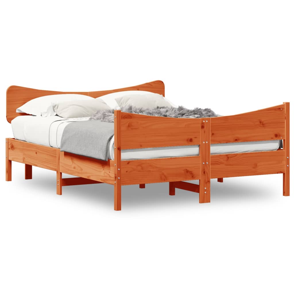 Bedframe zonder matras massief grenenhout wasbruin 150x200 cm is nu te koop bij PeponiXL, paradijselijk wonen!