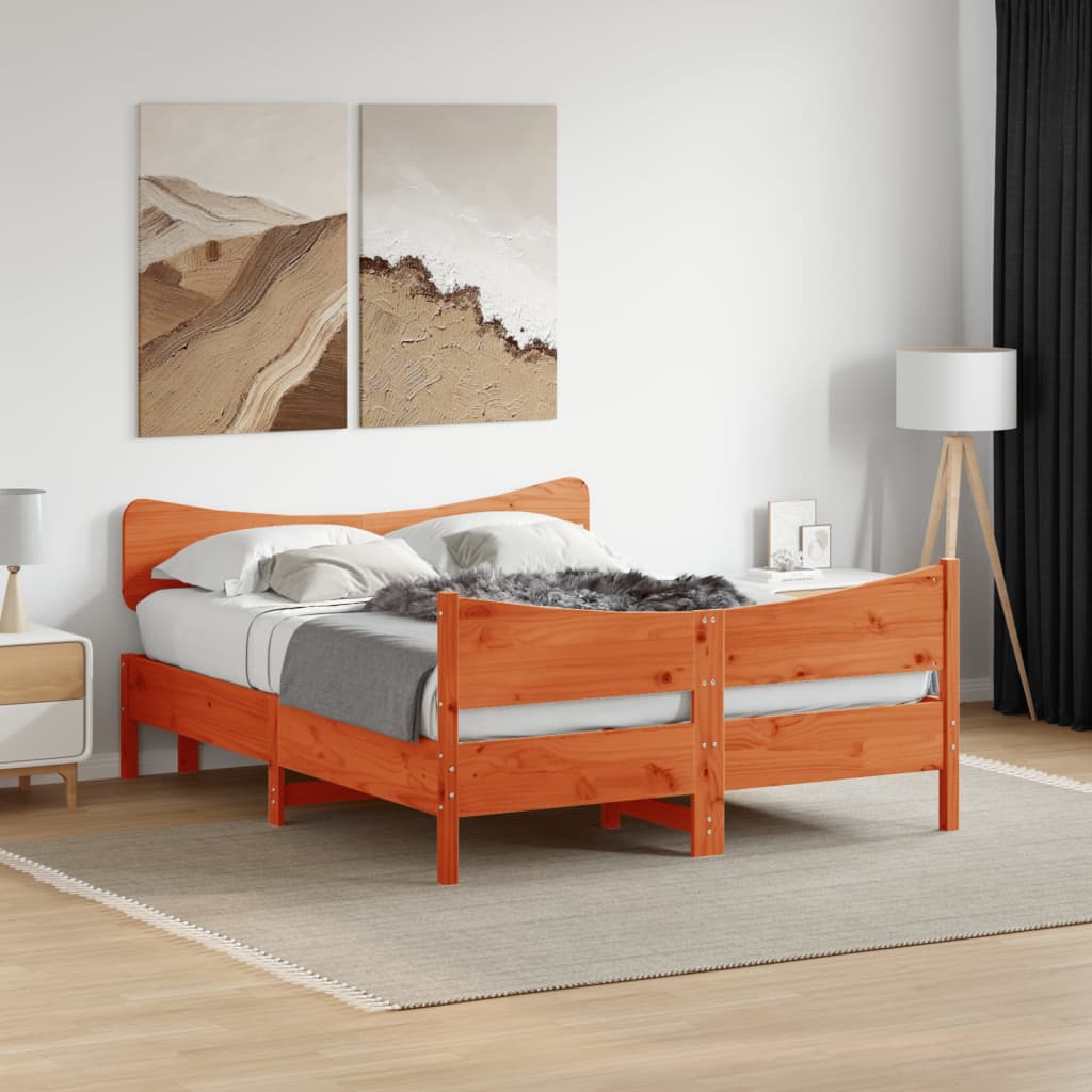 Bedframe zonder matras massief grenenhout wasbruin 140x200 cm is nu te koop bij PeponiXL, paradijselijk wonen!