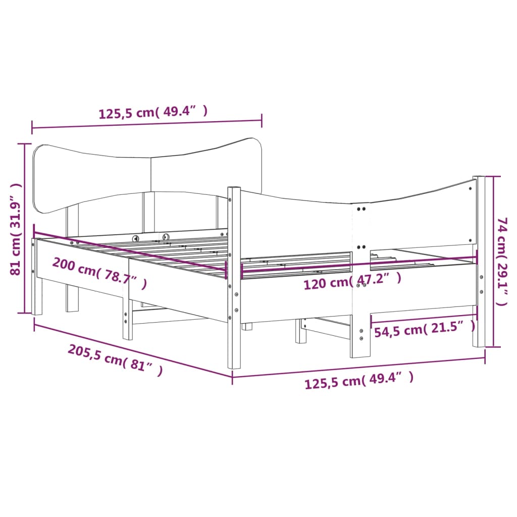 Bedframe zonder matras massief grenenhout wasbruin 120x200 cm is nu te koop bij PeponiXL, paradijselijk wonen!