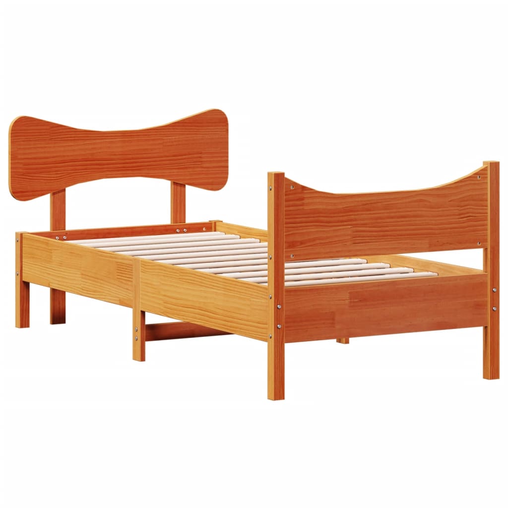 Bedframe zonder matras massief grenenhout wasbruin 100x200 cm is nu te koop bij PeponiXL, paradijselijk wonen!