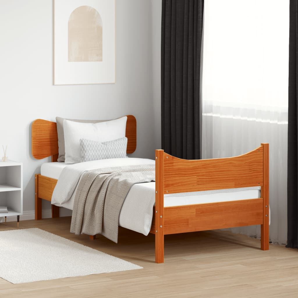 Bedframe zonder matras massief grenenhout wasbruin 100x200 cm is nu te koop bij PeponiXL, paradijselijk wonen!