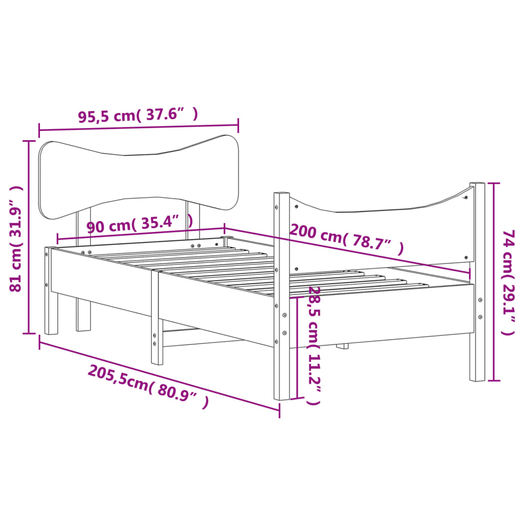 Bedframe zonder matras massief grenenhout wasbruin 90x200 cm is nu te koop bij PeponiXL, paradijselijk wonen!