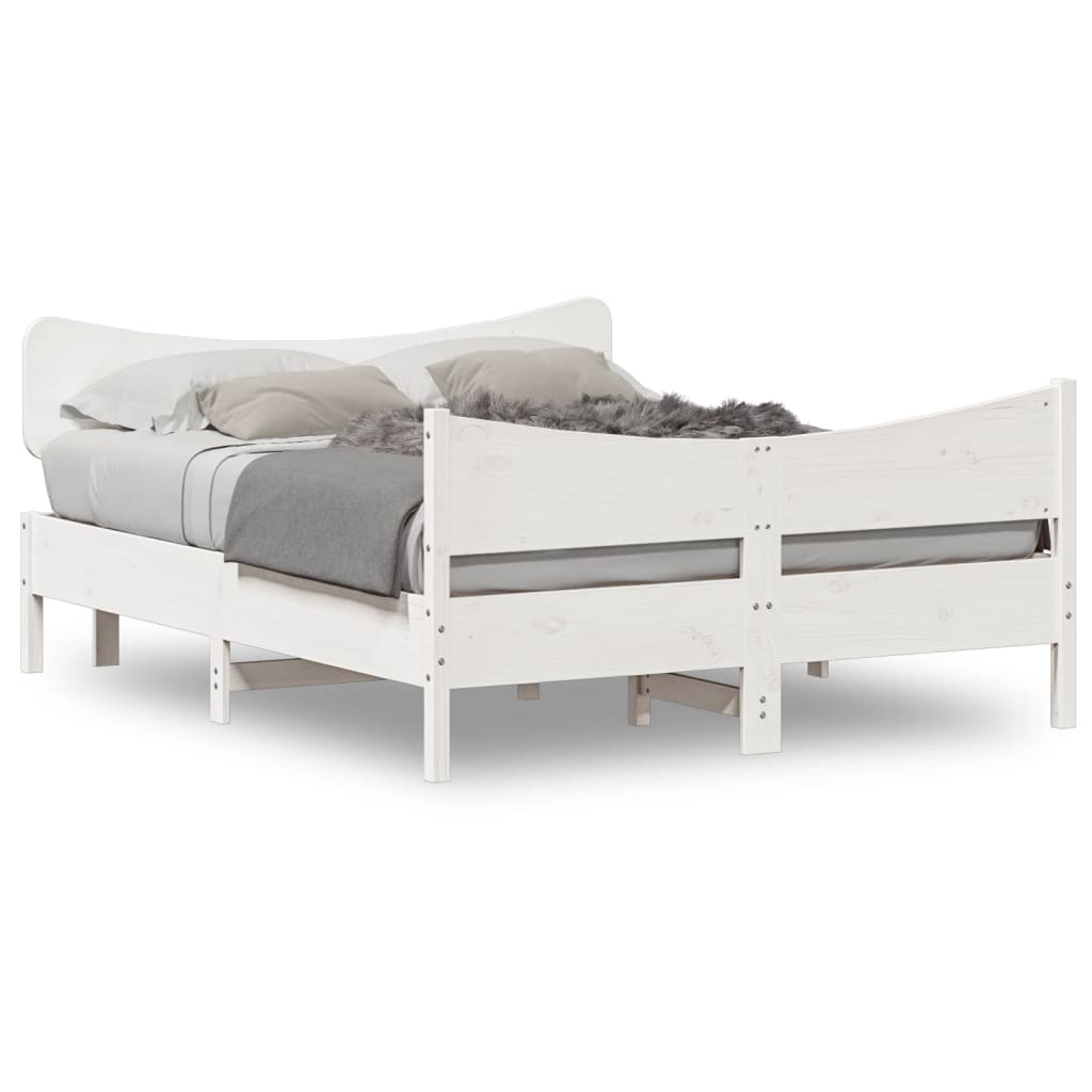 Bedframe zonder matras massief grenenhout wit 140x190 cm is nu te koop bij PeponiXL, paradijselijk wonen!