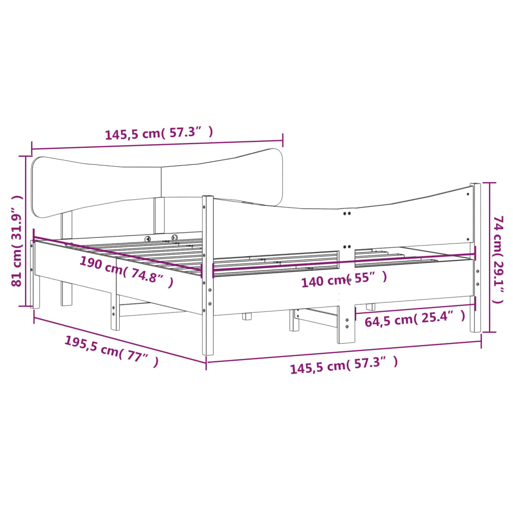 Bedframe zonder matras massief grenenhout wit 140x190 cm is nu te koop bij PeponiXL, paradijselijk wonen!