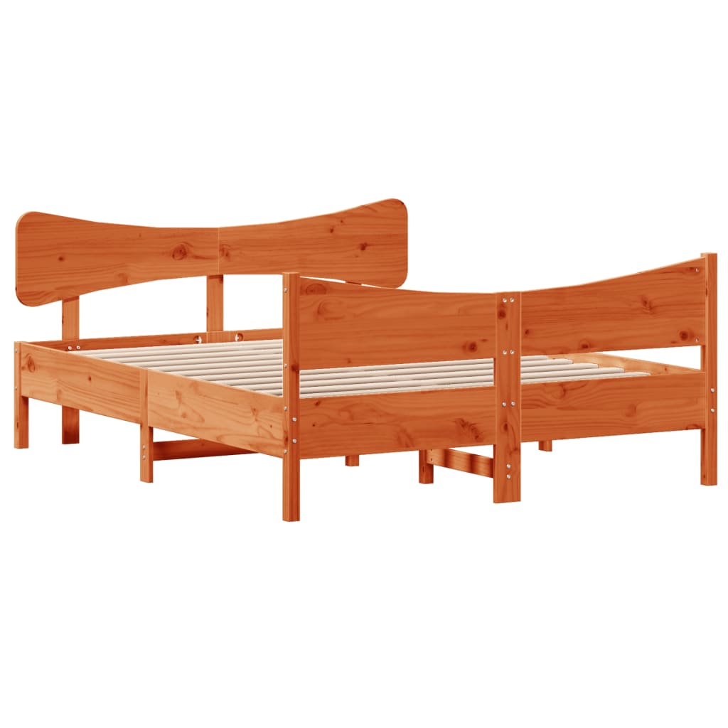 Bedframe zonder matras massief grenenhout wasbruin 135x190 cm is nu te koop bij PeponiXL, paradijselijk wonen!