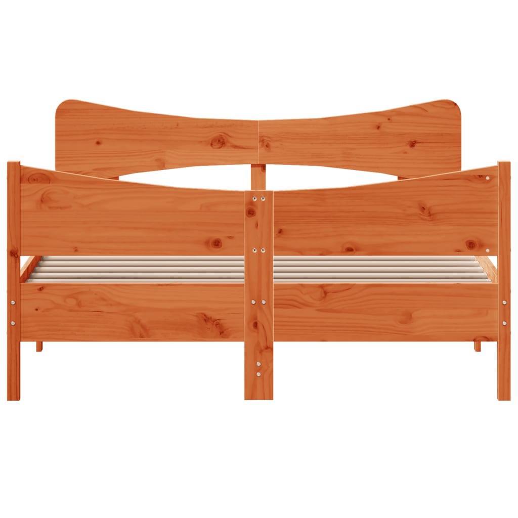 Bedframe zonder matras massief grenenhout wasbruin 135x190 cm is nu te koop bij PeponiXL, paradijselijk wonen!