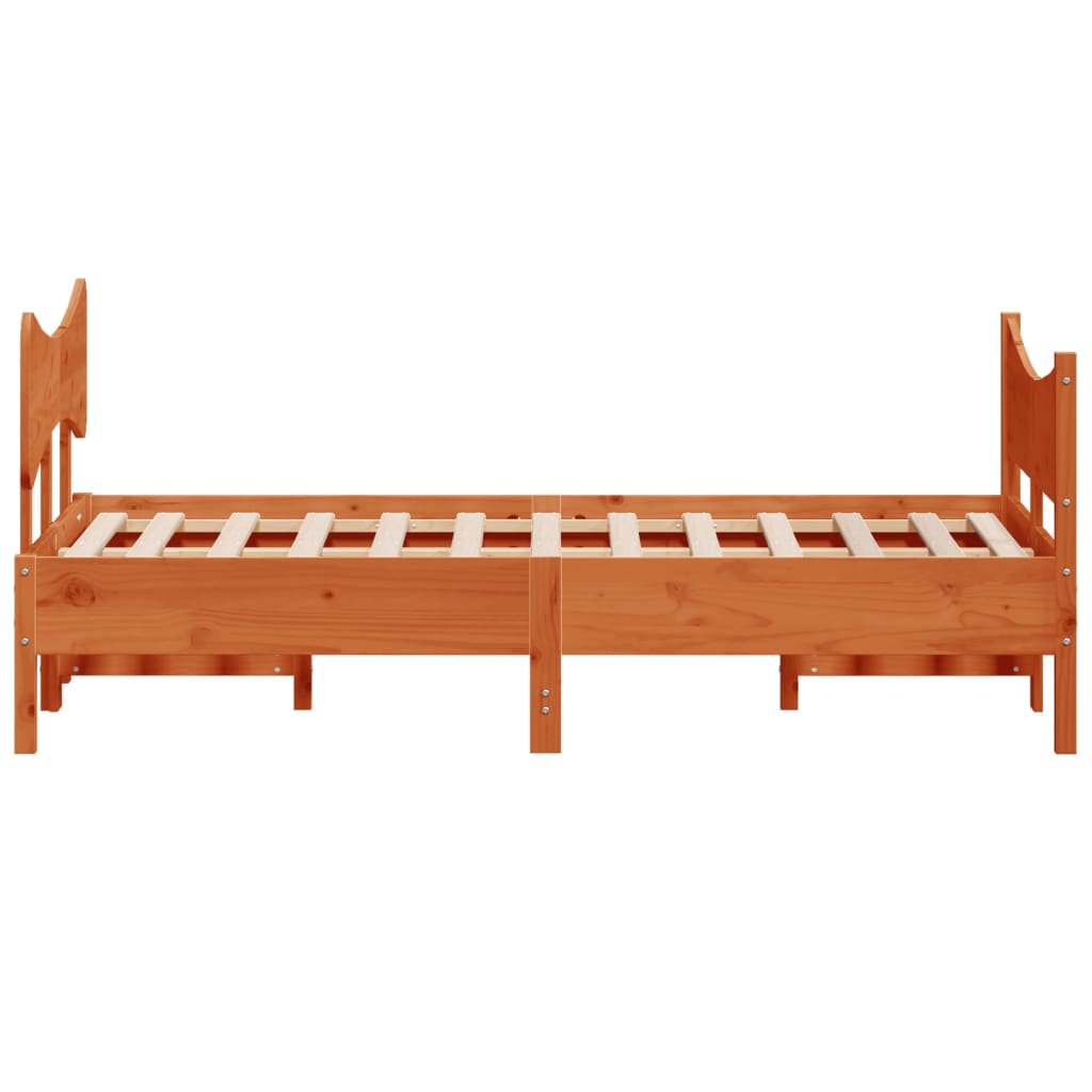Bedframe zonder matras massief grenenhout wasbruin 135x190 cm is nu te koop bij PeponiXL, paradijselijk wonen!