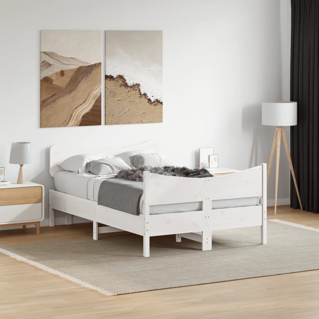 Bedframe zonder matras massief grenenhout wit 120x190 cm is nu te koop bij PeponiXL, paradijselijk wonen!