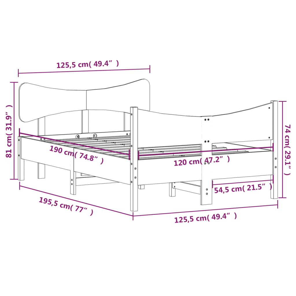 Bedframe zonder matras massief grenenhout wasbruin 120x190 cm is nu te koop bij PeponiXL, paradijselijk wonen!
