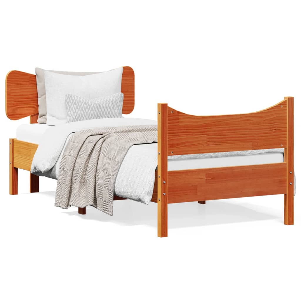 Bedframe zonder matras massief grenenhout wasbruin 90x190 cm is nu te koop bij PeponiXL, paradijselijk wonen!