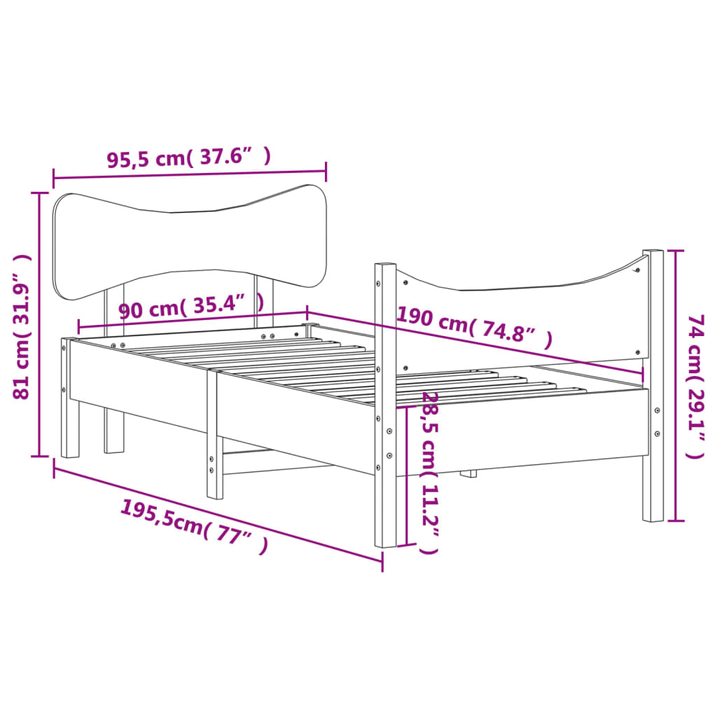 Bedframe zonder matras massief grenenhout wasbruin 90x190 cm is nu te koop bij PeponiXL, paradijselijk wonen!