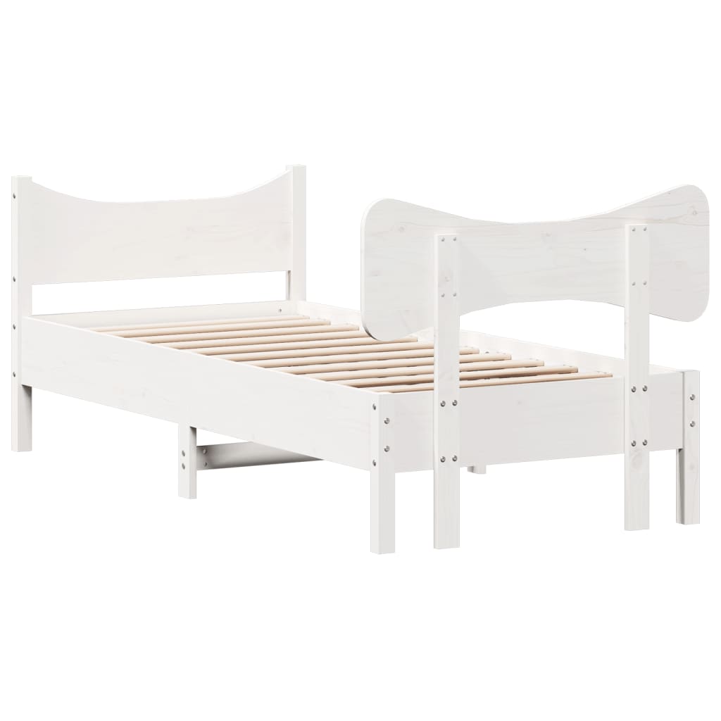 Bedframe zonder matras massief grenenhout wit 75x190 cm is nu te koop bij PeponiXL, paradijselijk wonen!