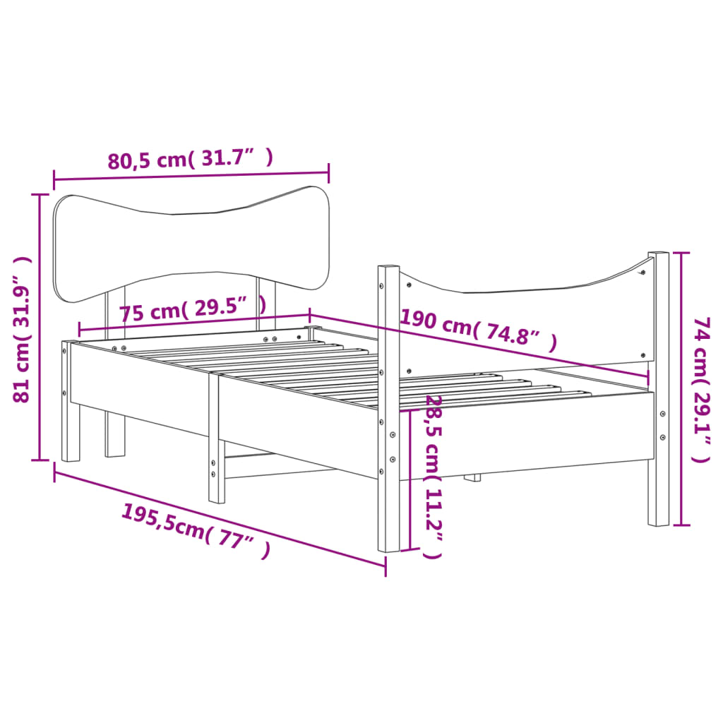 Bedframe zonder matras massief grenenhout wit 75x190 cm is nu te koop bij PeponiXL, paradijselijk wonen!