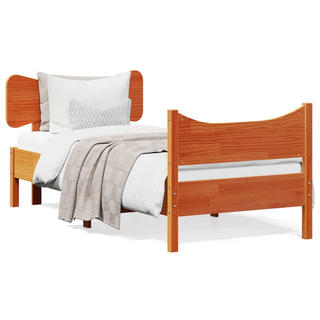 Bedframe zonder matras massief grenenhout wasbruin 75x190 cm is nu te koop bij PeponiXL, paradijselijk wonen!