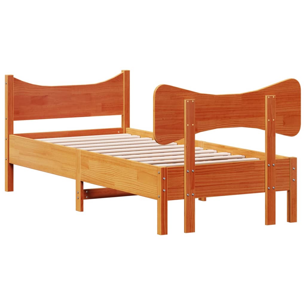 Bedframe zonder matras massief grenenhout wasbruin 75x190 cm is nu te koop bij PeponiXL, paradijselijk wonen!