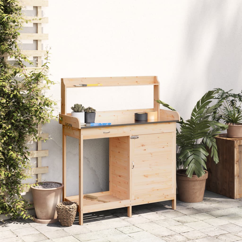 Oppottafel met kast 110,5x45x124,5 cm massief vurenhout is nu te koop bij PeponiXL, paradijselijk wonen!