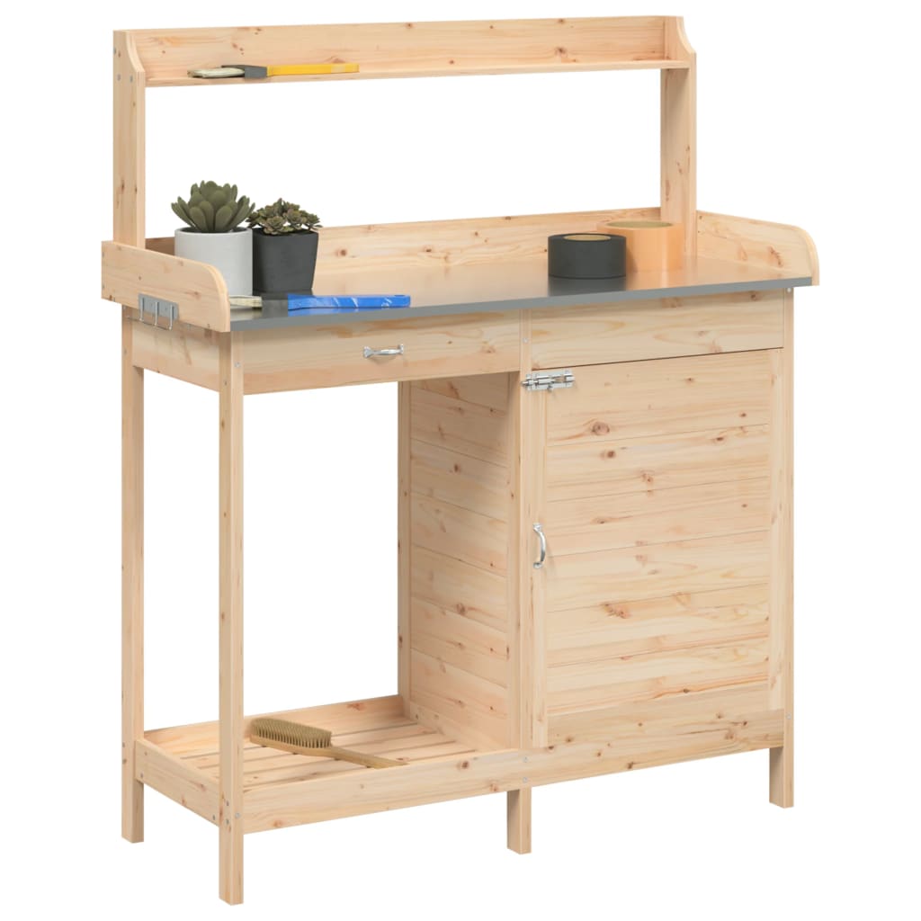 Oppottafel met kast 110,5x45x124,5 cm massief vurenhout is nu te koop bij PeponiXL, paradijselijk wonen!