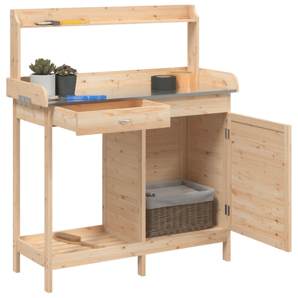 Oppottafel met kast 110,5x45x124,5 cm massief vurenhout is nu te koop bij PeponiXL, paradijselijk wonen!