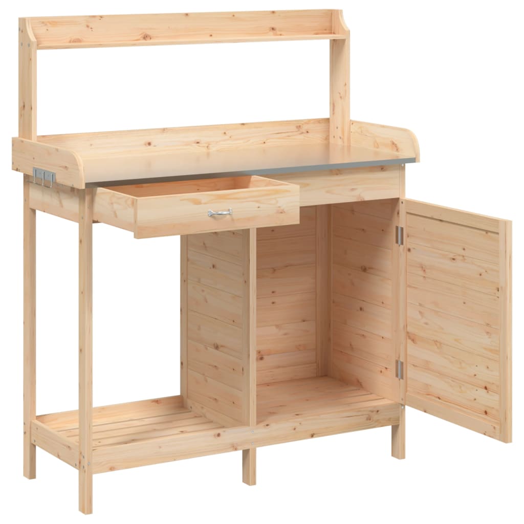 Oppottafel met kast 110,5x45x124,5 cm massief vurenhout is nu te koop bij PeponiXL, paradijselijk wonen!
