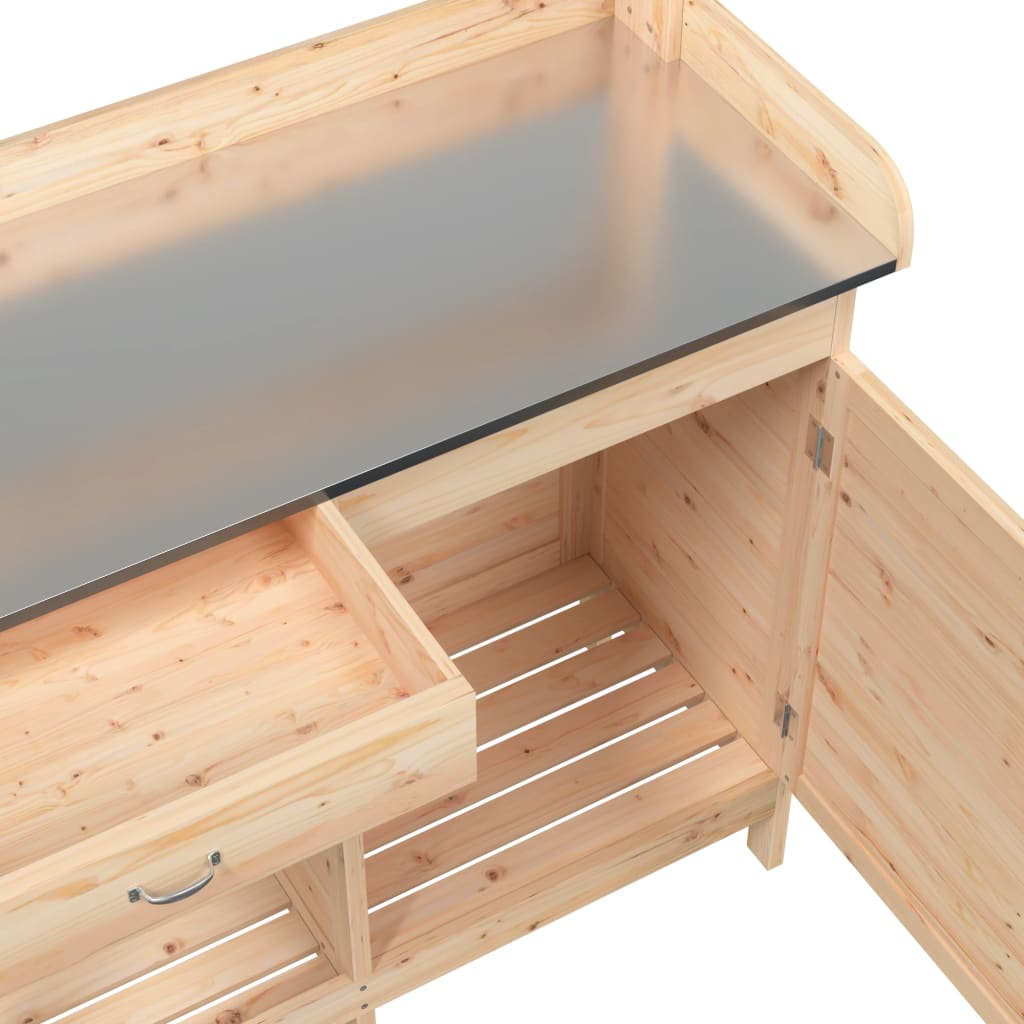 Oppottafel met kast 110,5x45x124,5 cm massief vurenhout is nu te koop bij PeponiXL, paradijselijk wonen!