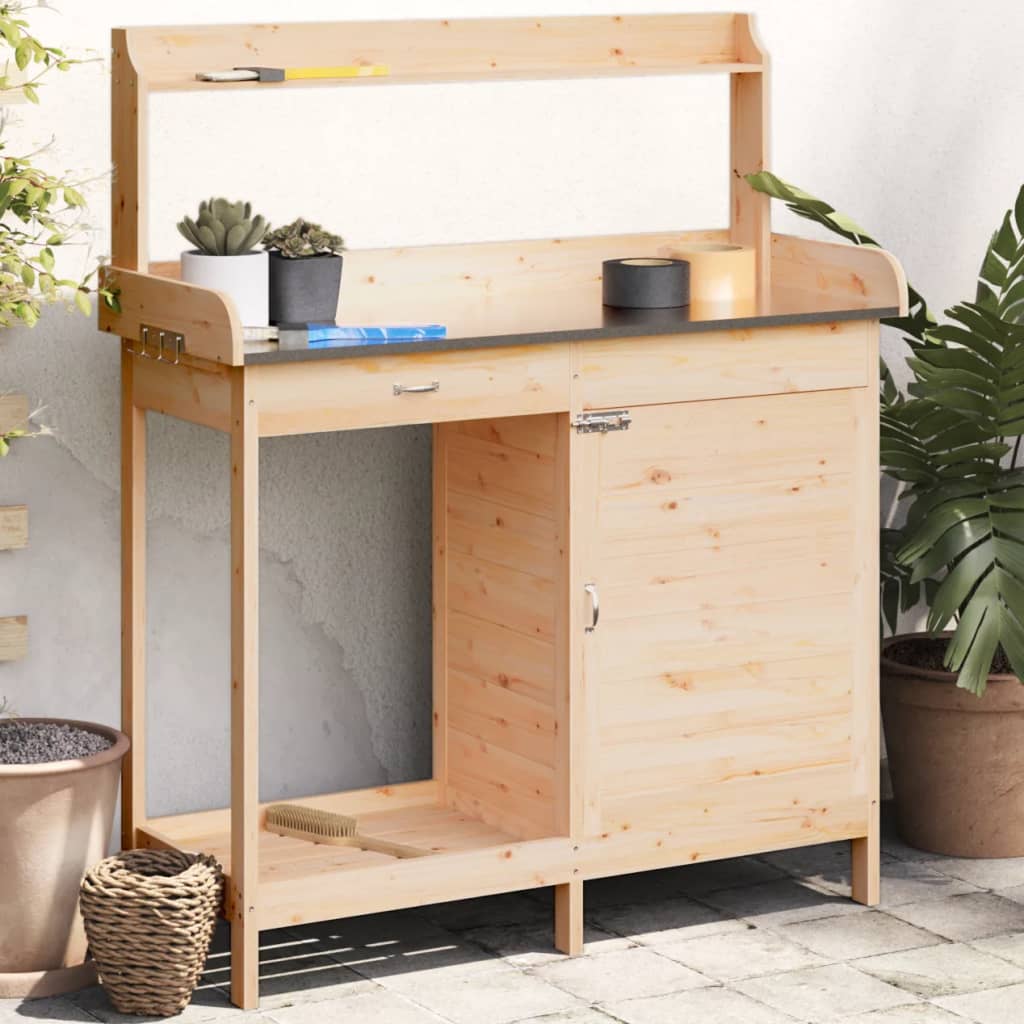 Oppottafel met kast 110,5x45x124,5 cm massief vurenhout is nu te koop bij PeponiXL, paradijselijk wonen!