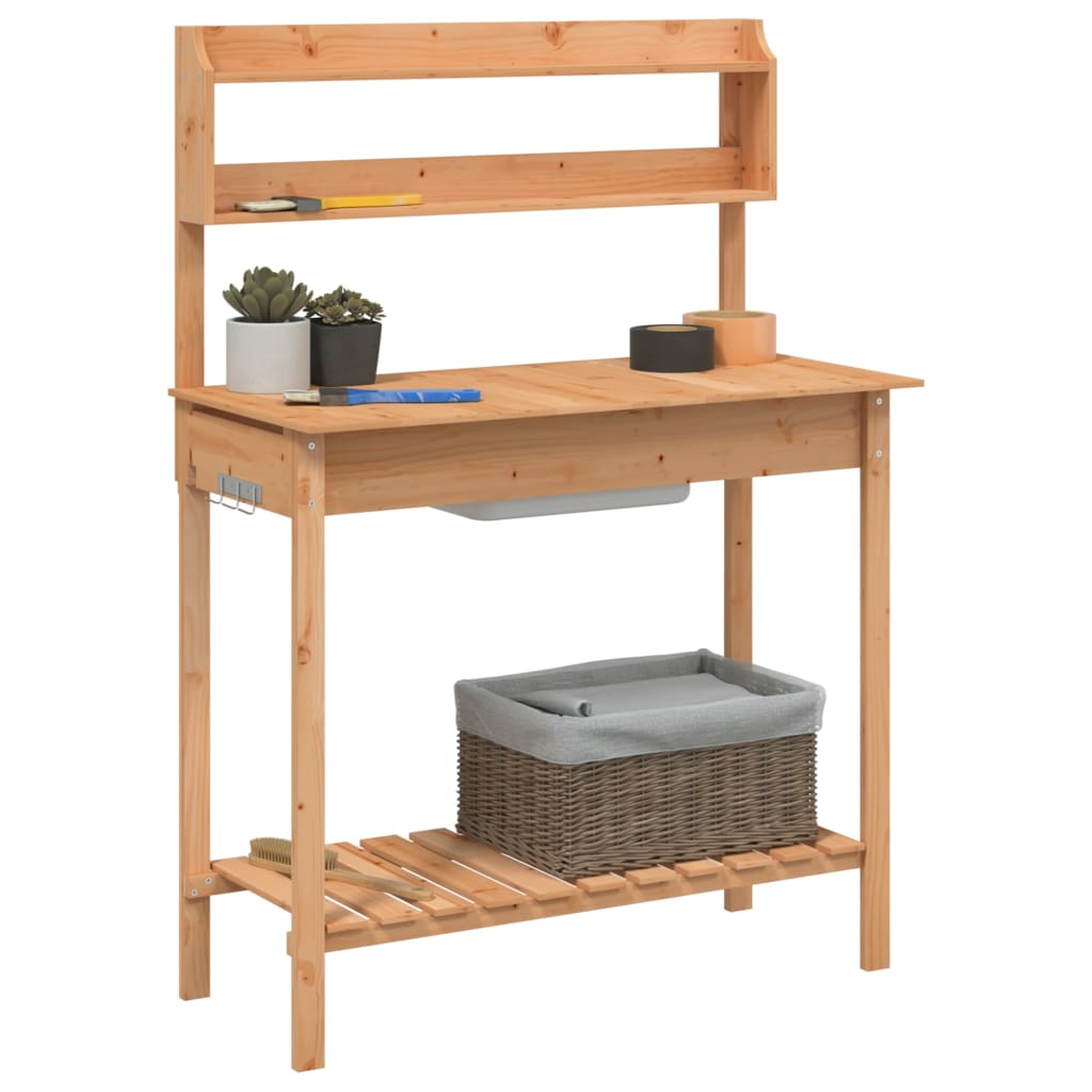 Oppottafel met spoelbak 147,5x44x139,5 cm vurenhout bruin is nu te koop bij PeponiXL, paradijselijk wonen!