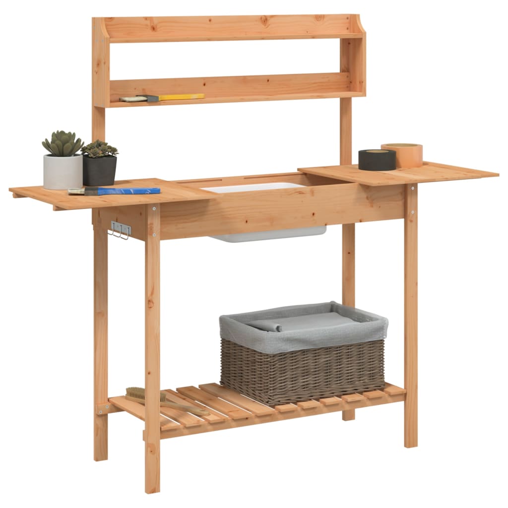 Oppottafel met spoelbak 147,5x44x139,5 cm vurenhout bruin is nu te koop bij PeponiXL, paradijselijk wonen!