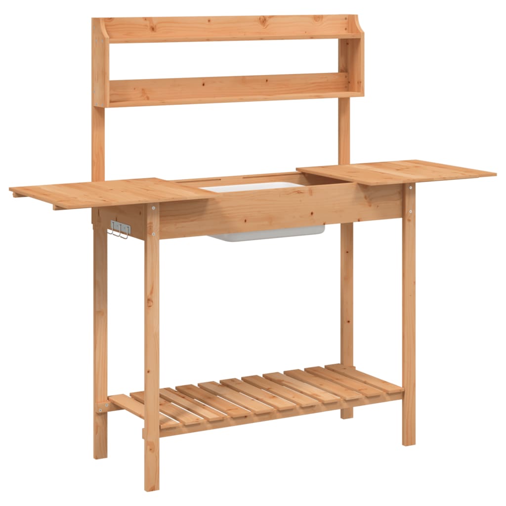 Oppottafel met spoelbak 147,5x44x139,5 cm vurenhout bruin is nu te koop bij PeponiXL, paradijselijk wonen!