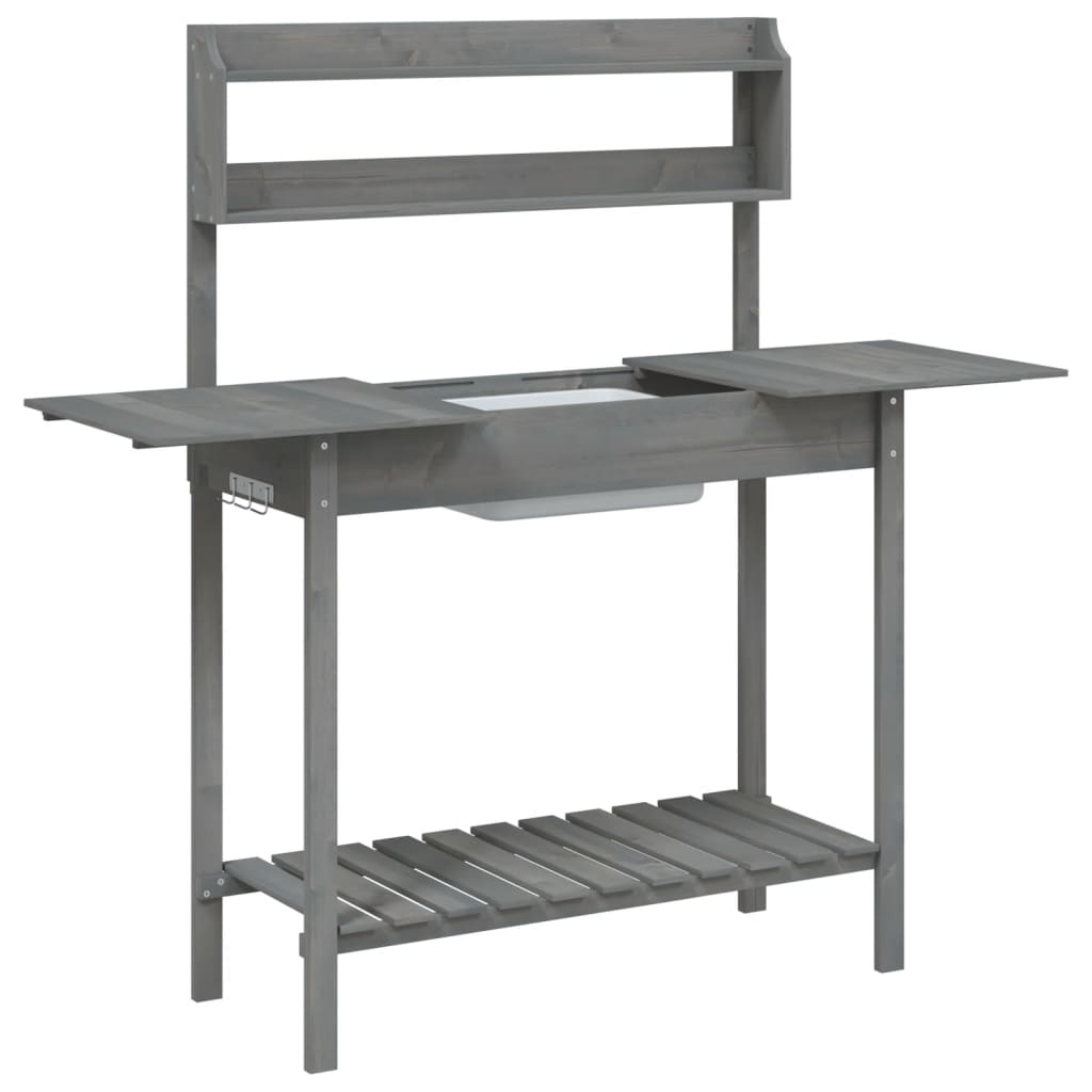 Oppottafel met spoelbak 147,5x44x139,5 cm vurenhout grijs is nu te koop bij PeponiXL, paradijselijk wonen!