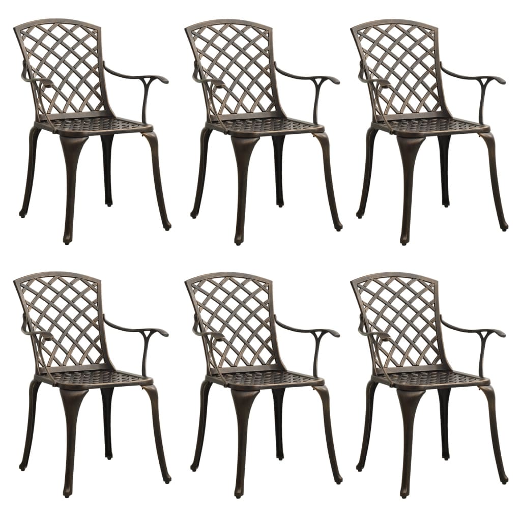Tuinstoelen 6 st gietaluminium bronskleurig is nu te koop bij PeponiXL, paradijselijk wonen!