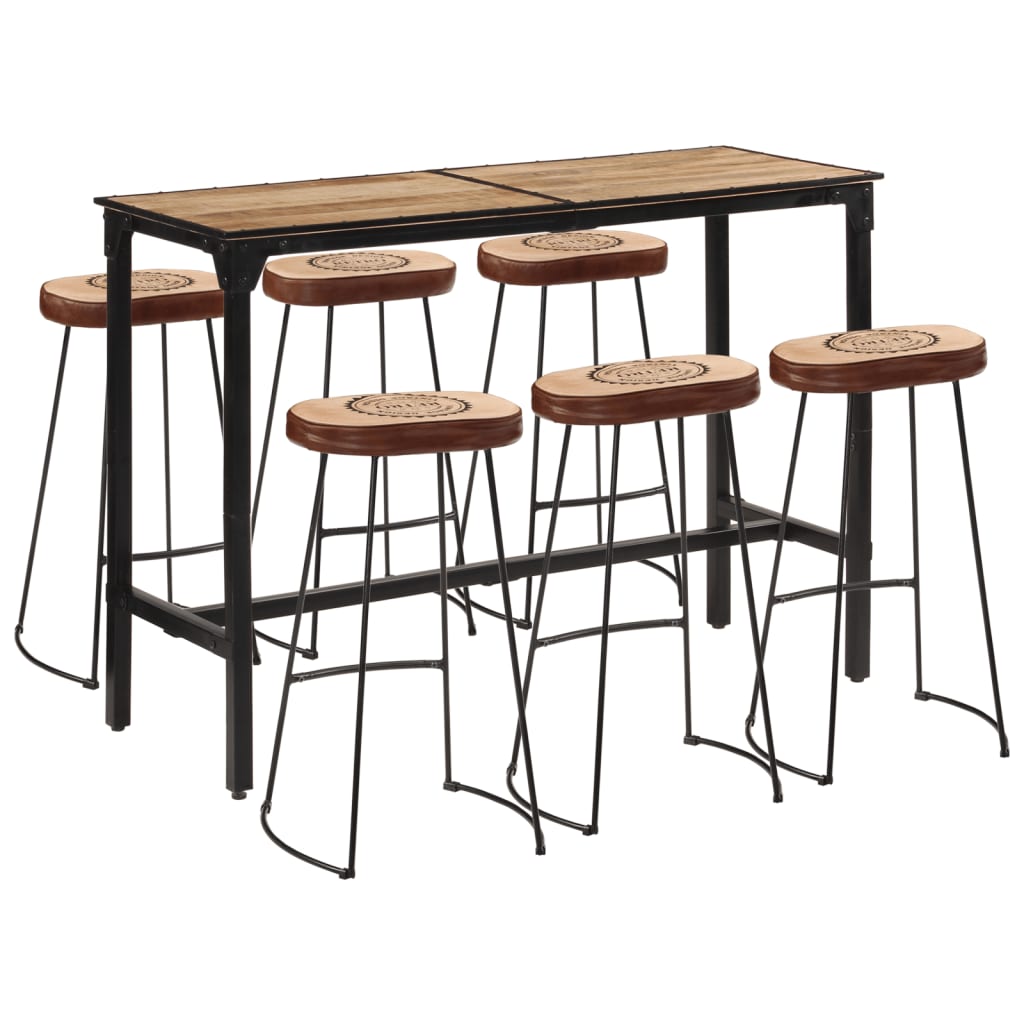 7-delige Barset massief ruw mangohout en metaal is nu te koop bij PeponiXL, paradijselijk wonen!