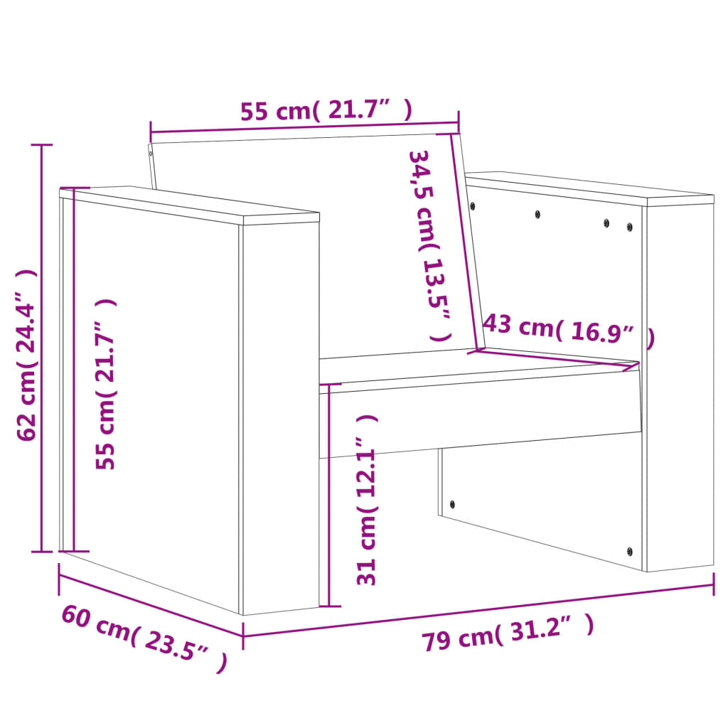 Tuinbank 79x60x62 cm massief douglashout is nu te koop bij PeponiXL, paradijselijk wonen!