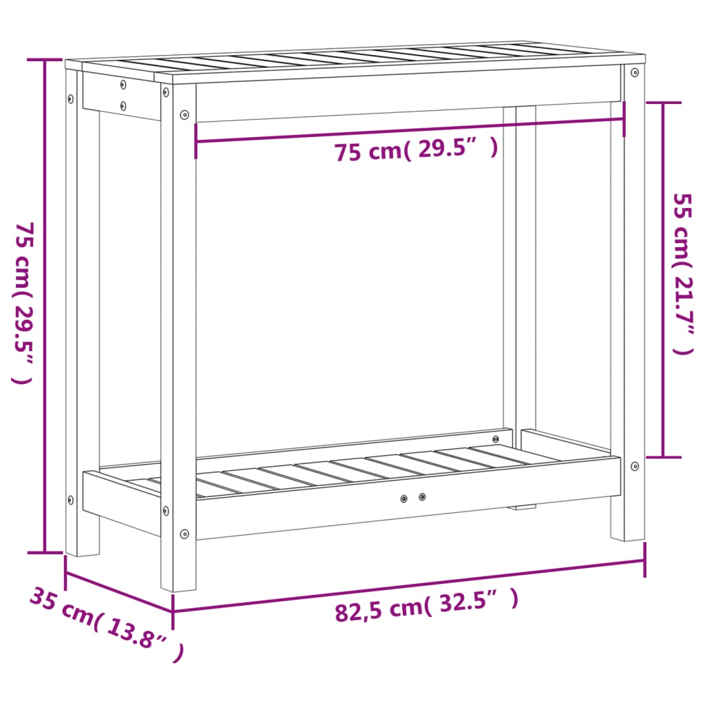 Oppottafel met schap 82,5x35x75 cm massief grenenhout is nu te koop bij PeponiXL, paradijselijk wonen!