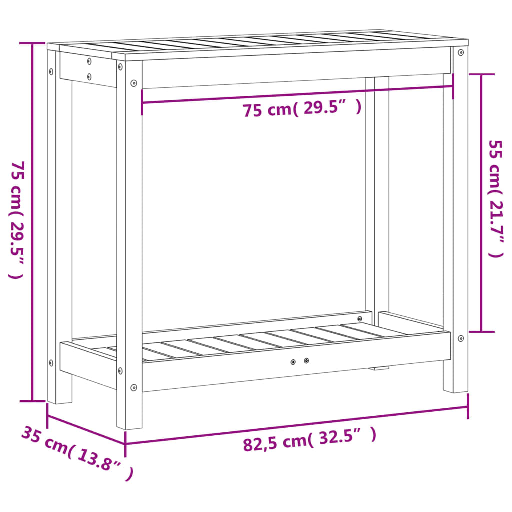 Oppottafel met schap 82,5x35x75 cm geïmpregneerd grenenhout is nu te koop bij PeponiXL, paradijselijk wonen!