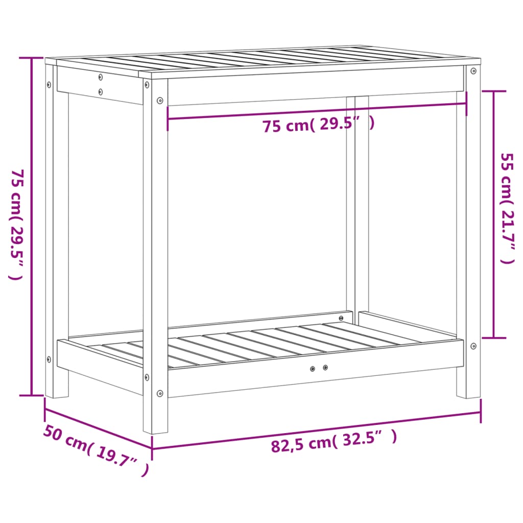 Oppottafel met schap 82,5x50x75 cm massief grenenhout wit is nu te koop bij PeponiXL, paradijselijk wonen!