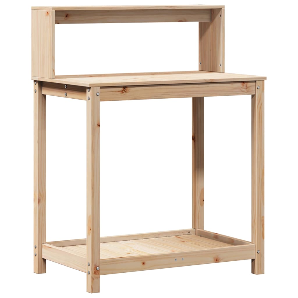 Oppottafel met schappen 82,5x50x109,5 cm massief grenenhout is nu te koop bij PeponiXL, paradijselijk wonen!